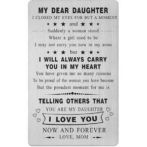 Yobent Daughter Inspirational Metal Card, Personalized Birthday Card to My Daughter, Unique Daughter Graduation Gift, Proud of You Gifts for Daughter from Mom