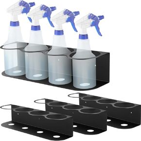 Therwen 8 All Purpose Steel Spray Bottle Holder Heavy Duty Spray Can Holder Rack Organizer Easy Install Wall Mount Paint Spray Bottle Organizer Storage Rack for Garage Home Workspace, Black