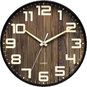 NUOVO 10 Inch Round Wall Clock Silent & Non-Ticking Retro Wall Clock Operated for Living Room Bedroom Kitchen(26 cm/ 10")