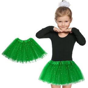 Girls Tutu Skirt with Stars Sequin, Little Girls 3 Layers Tutu Skirt Kids Colorful Party Princess Dance Tutu Princess Dress Ballet Skirt (Red)