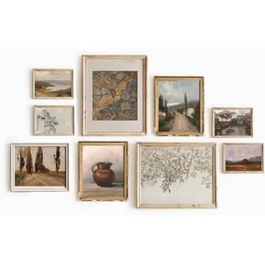 Set Of 9 French Country Prints For Wall Decor - Landscape Wall Art French Country Decor, Vintage Wall Decor Gallery Wall Art, Large Bathroom Art Prints Unframed, Farmhouse Floral Vintage Art