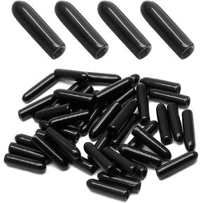 Bonsicoky 120Pcs Round Rubber End Caps 0.35" / 9mm ID Vinyl Flexible Screw Thread Protectors Black Bolt End Caps for Metal Tubing Rod Bolt