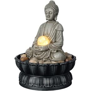 Kalona Décor Relaxation Indoor Fountain Exquisite 3-Bowl Fountains Soothing Sound Tabletop Fountains Home/Office Decor with a Small Plastic Pot to Grow The Plant by Yourself(Automatic Watering)(22024)