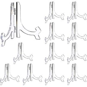 8 Pieces 4.5 Inches Clear Acrylic Easels Plate Stands Holders to Display Pictures or Other Items for Display Decoration