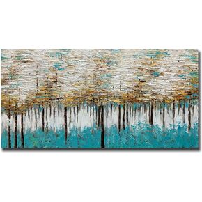 Yotree Paintings, 24x48 Inch Paintings Yellow Flowers Oil Hand Painting 3D Hand-Painted On Canvas Abstract Artwork Art Wood Inside Framed Hanging Wall Decoration Abstract Painting