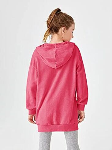 سويت شيرت بقلنسوة للفتيات من Greatchy، فستان برباط مصبوغ ومطبوع كاجوال بأكمام طويلة وجيب، بلوفر بقلنسوة in Kuwait