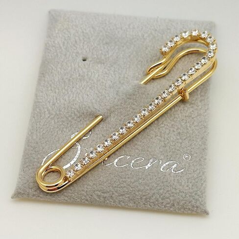 دبوس أمان لوشاح بروش أنيق وحصري من سينسيرا مع كريستالات سواروفسكي، إكسسوار أنيق باللون الأسود المطلي بالفضة أو الذهب العتيق in Kuwait