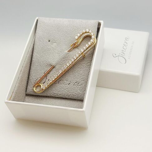 دبوس أمان لوشاح بروش أنيق وحصري من سينسيرا مع كريستالات سواروفسكي، إكسسوار أنيق باللون الأسود المطلي بالفضة أو الذهب العتيق in Kuwait