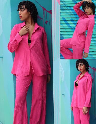 Ekouaer Lounge Set for Women 2 Piece Outfits Button Down Long Sleeve Pajamas Loungewear with Pockets S-XXL in Saudi Arabia