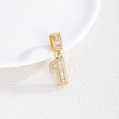 Wisbal Number Pendant Brass Gold Plated 0~9 lucky Number Necklace for Men and Women - Number 0-9 Pendant 24 inch Chain in Kuwait