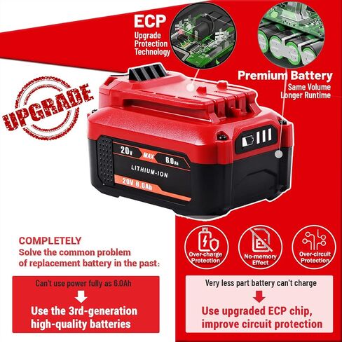 【ترقية 3RD】 بطارية بديلة 6.0 أمبير 20 فولت لبطارية V20 Craftsman 20 فولت بحد أقصى CMCB204 CMCB202 CMCB201 CMCD700C1 CMCS500B (جميع سلسلة الأدوات اللاسلكية V20) ذات سعة عالية in Saudi Arabia