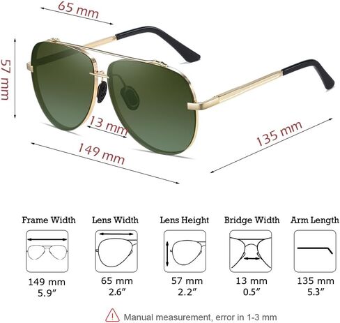 FSK Oversized Classic Aviator Sunglasses with Polarized Lens in Kuwait