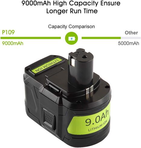 بطارية Jialitt 6.0Ah 18V P108 بديلة ليثيوم أيون متوافقة مع بطارية Ryobi 18V Ryobi ONE+ P108 P102 P103 P104 P105 P107 P109 P122 بطارية أدوات الطاقة اللاسلكية مع مؤشر LED in Saudi Arabia