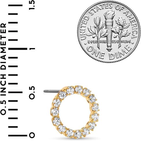 Humble Chic Simulated Diamond Circle Stud Earrings for Women - Circular Front-Back Cubic Zirconia Studs, Hypoallergenic and Safe for Sensitive Ears in Kuwait