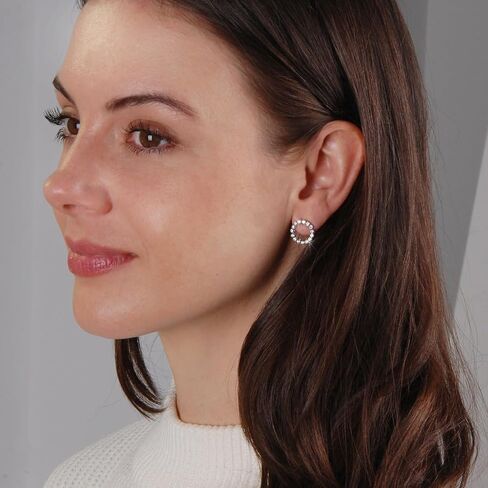 Humble Chic Simulated Diamond Circle Stud Earrings for Women - Circular Front-Back Cubic Zirconia Studs, Hypoallergenic and Safe for Sensitive Ears in Kuwait