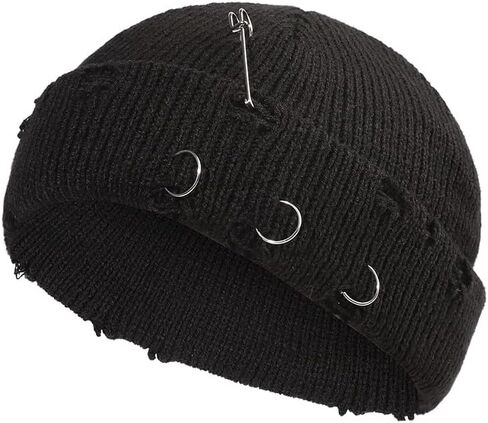 AIBEARTY Swag Short Fisherman Beanie for Men Women Rolled Cuff Beanie Skull Caps Wool Knit Winter Ski Hat with O Rings in Kuwait
