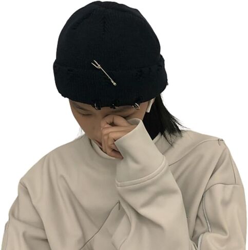 AIBEARTY Swag Short Fisherman Beanie for Men Women Rolled Cuff Beanie Skull Caps Wool Knit Winter Ski Hat with O Rings in Kuwait