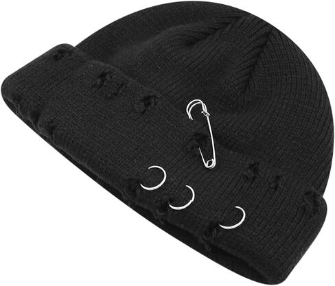 AIBEARTY Swag Short Fisherman Beanie for Men Women Rolled Cuff Beanie Skull Caps Wool Knit Winter Ski Hat with O Rings in Kuwait