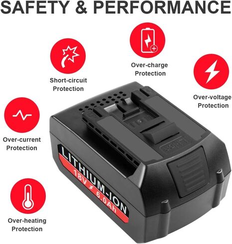 [1-Pack] 18V High-Output 6.0 Ah New Version Battery for Bosch 18-Volt Battery Lithium BAT609 BAT609G BAT610G BAT611 BAT612 BAT618 BAT618G BAT619 BAT619G BAT620 BAT622 in Saudi Arabia