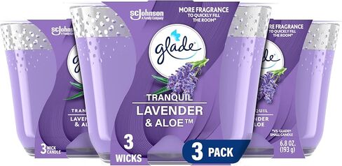 Glade Candle Sheer Vanilla Embrace, Fragrance Candle Infused with Essential Oils, Air Freshener Candle, 3-Wick Candle, 6.8 Oz, 3 Count in Saudi Arabia