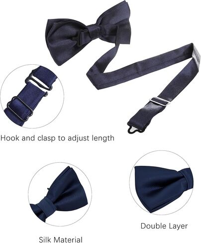 ربطات عنق حريرية للأولاد من WELROG - ربطة عنق للأطفال مربوطة مسبقًا بلون سادة قابلة للتعديل بطول 10 × 5 سم in Kuwait