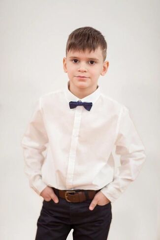 ربطات عنق حريرية للأولاد من WELROG - ربطة عنق للأطفال مربوطة مسبقًا بلون سادة قابلة للتعديل بطول 10 × 5 سم in Kuwait