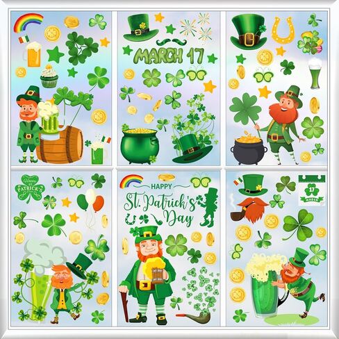 100 PCS Christmas Window Clings - Christmas Window Clings for Glass Windows,Christmas Elf Faces Window Stickers with Snowflake,Double Sided Static Window Clings for Christmas Window Decals(9 Sheets) in Kuwait