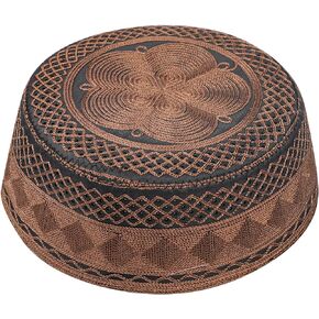Men Muslim Prayer Hat Cotton Hand Embroidered Topi Hat Islamic Worship Prayer Headwear Eid Ramadan Prayer Muslim Cap