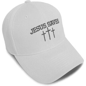 Speedy Pros Baseball Cap Jesus Saves Gray Embroidery Dad Hats for Men & Women Strap Closure