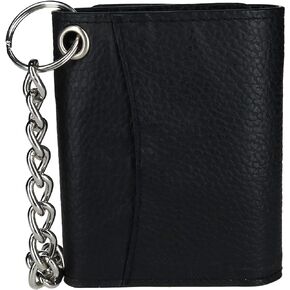 CTM® Men's Pebble Grain Leather RFID Trifold Chain Wallet