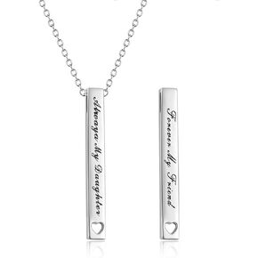 Sister Gifts from Sister, Sterling Silver Bar Necklace, Inspirational Jewelry Birthday Gifts for Sister Women Friends