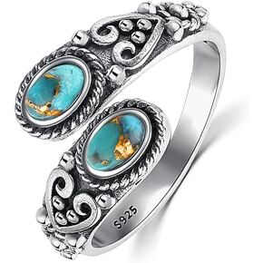 خاتم على شكل ملعقة تركواز للنساء من ياريسول مصنوع من الفضة الاسترلينية عيار 925 بتصميم بوهو قابل للتعديل ومفتوح in Kuwait