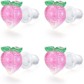 KMEOSCH 2 Pairs of Hypoallergenic Plastic Peach Earrings for Sensitive Ears - Affordable, Fashionable & Lightweight Bling Studs in Gold, Pink, and Blue - Gift-Ready
