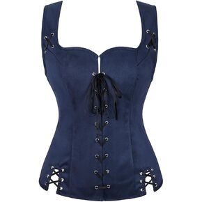 Kranchungel Women Pirate Renaissance Vest Costume Peasant Bodice Medieval Steampunk Pirate Vest Viking Cosplay Costumes