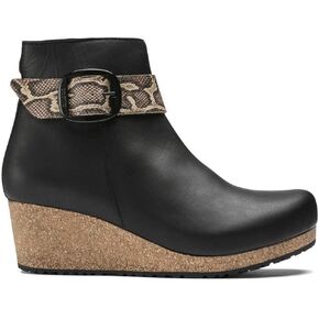 Birkenstock ELLI Women's Big Buckle, Leather, Zip Up Ankle Boots, Black Snake, Narrow Fit in Kuwait