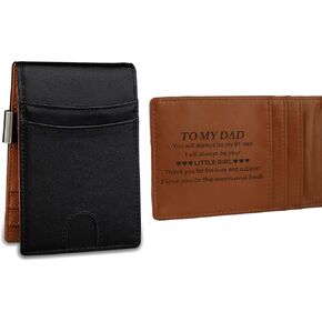 awofer Slim Men Wallet with Money Clip-Personalized Engraved Wallet Custom Gifts for Husband, Boyfriend, Son, Dad Birthday Gifts