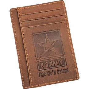 Old Dominion LLC U.S. Army Wallet/Back Saver, Engraved Slim | Genuine Cowhide Leather | Slim, Front-Pocket, or Minimalist Wallet | Perfect US Army Wallet/Gift | Beautiful Gift Box