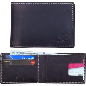 Baurdi Alamo Men's Full Grain Genuine Leather Bifold Wallet Brown Billfold (Mocha)