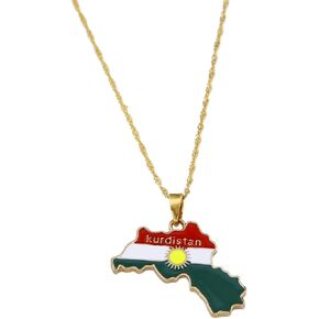 Kurdistan Region Map Pendant Chain Kurdish Gold Koerdistan Jewelry