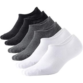 No Show Socks Invisible Men Cotton Low Cut Short Lofer Socks With Non-Slip Grips 6 Pairs