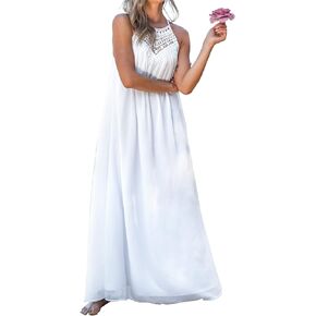CUPSHE Women Loose Fit Halter Neck Lace Flowy Maxi Dress Summer Sleeveless Beach Dresses