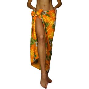 KING KAMEHA Hawaiian Sarong Pareo Beach Wrap for Women Funky Casual Bikini Cover Up Very Loud Swimsuit Small Flower Print