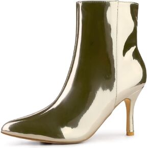 Perphy Patent Boot Pointy Toe Zipper Stiletto Heels Ankle Boots for Women