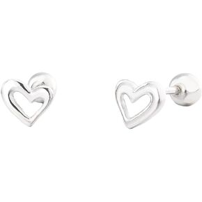 18G Love Heart Ball Stud Earrings for Women Girls 925 Sterling Silver Minimalist 3mm Bead Barbell Cartilage Tragus Post Screw Back Earring Hypoallergenic Fashion Cute Jewelry Gift