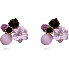 XYAYOU Vintage Stone Crystal Flower Stud Earrings Wedding Party Jewelry for Women Teen Girls