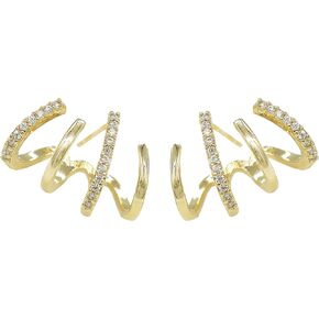 Jean Beau Butterfly Flower Claw Ear Cuff for Women - Rose Gold Silver Crawler Clip Wrap Stud for Pierced Ear/Cartilage Piercing - Spring Trendy Illusion Earrings