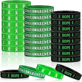 Sosation 144 Pcs Mental Health Awareness Bracelet Gifts Green Mental Faith Courage Hope Silicone Motivational Bracelets for Men Women