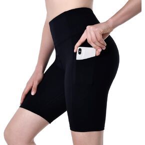 Houmous Women's 8'' Inseam High Waist Biker Yoga Shorts with 4 Out Pockets