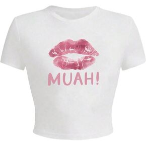 SOLY HUX Women's Y2K Graphic Crop Top Short Sleeve Sexy Cute T-Shirts Tee Crop Top