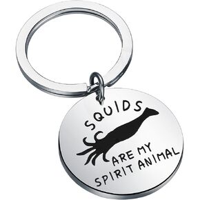 Lywjyb Birdgot Squids Are My Spirit Animal Keychain Funny Squid Lover Gift